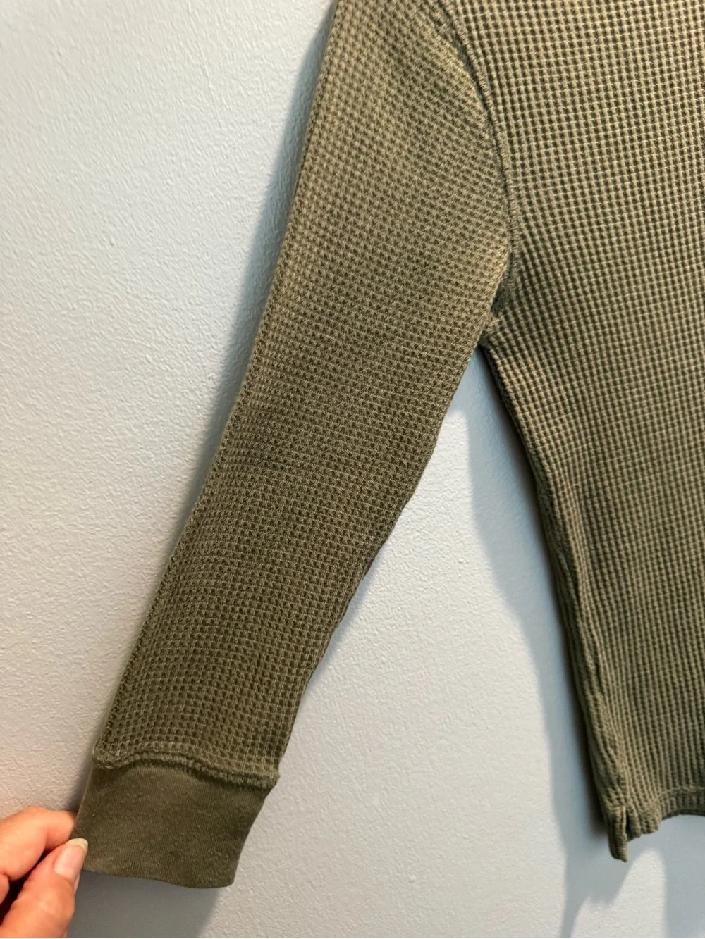 Boys/Kids Waffle Knit Long Sleeve Top - Olive Green Wonder Nation Size 6/7